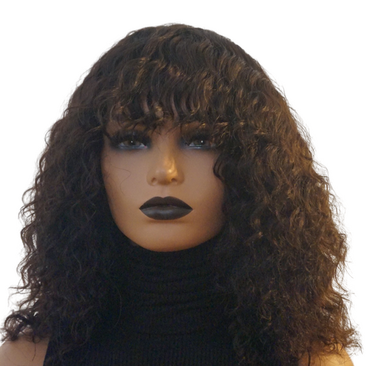 Tracee Glueless Raw Indian Curly Bang Wig