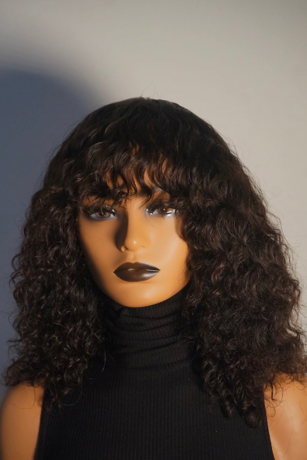 Tracee Glueless Raw Indian Curly Bang Wig