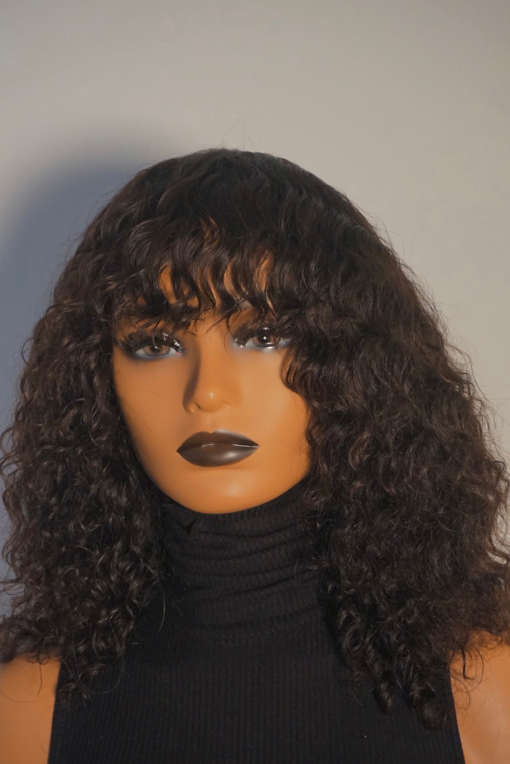 Tracee Glueless Raw Indian Curly Bang Wig